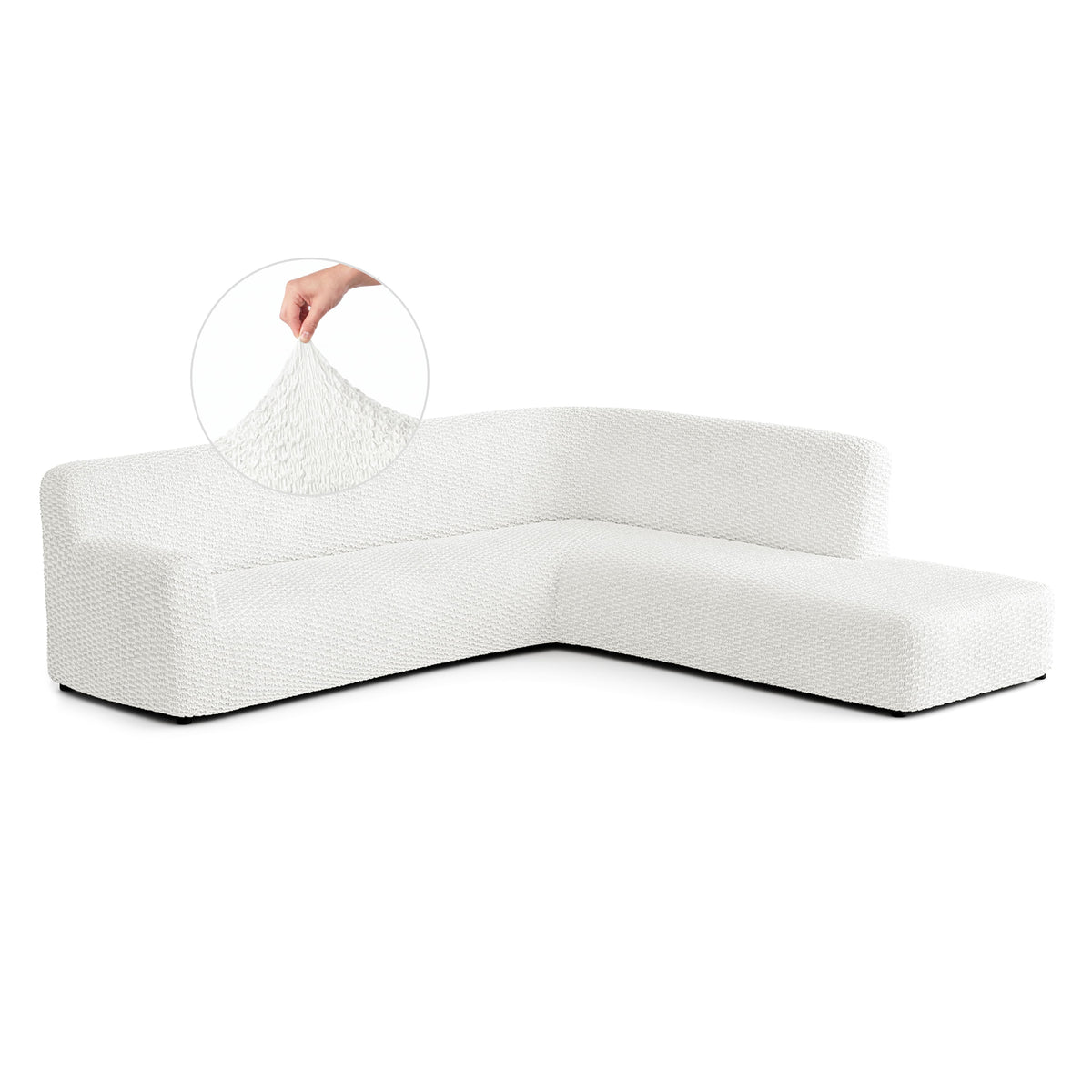 Fullback Support Sectional Sofa Slipcover (Right Chaise), Embrace Collection – Crisp White, front view | Crisp White