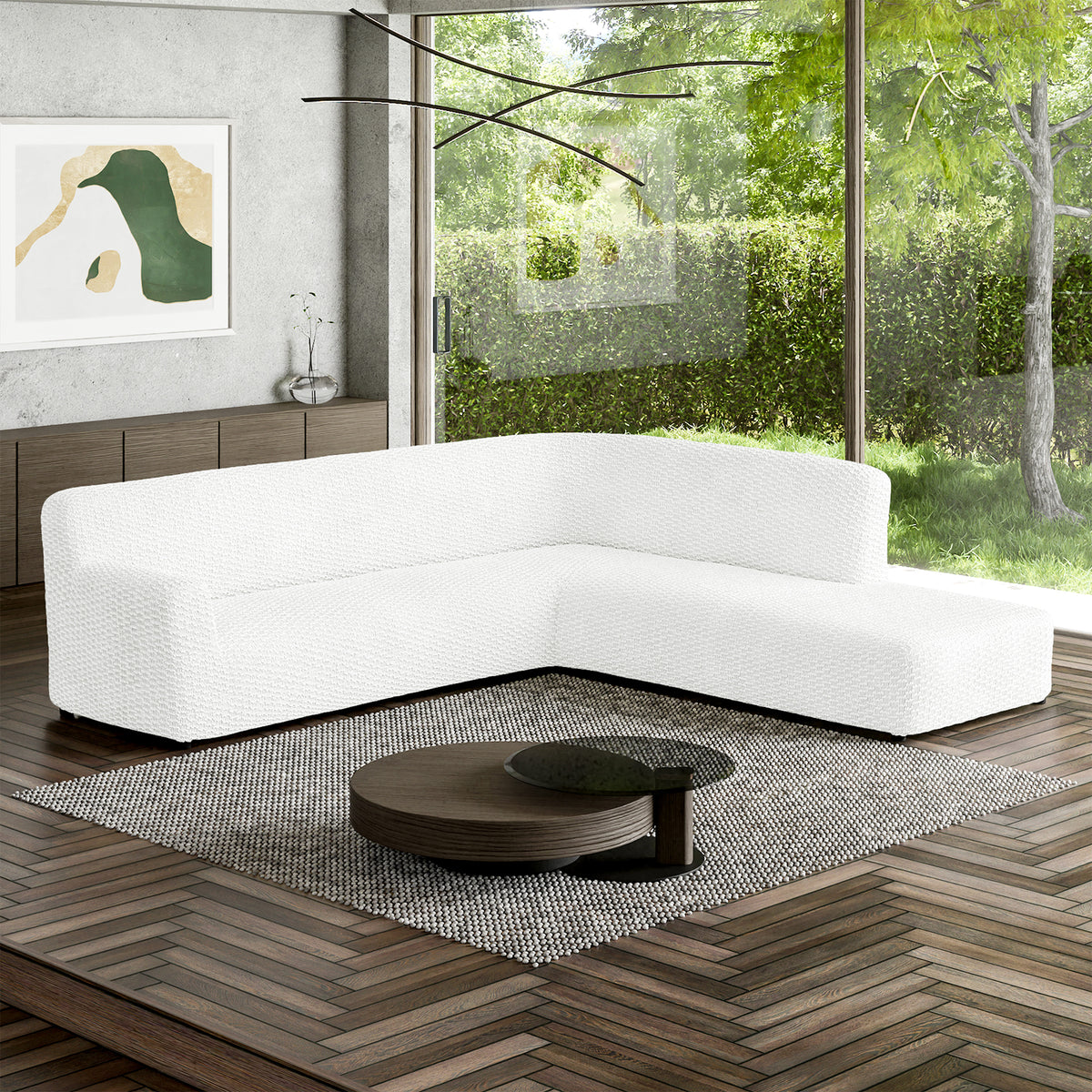 Fullback Support Sectional Sofa Slipcover (Right Chaise), Embrace Collection – Crisp White, interior view 1 | Crisp White