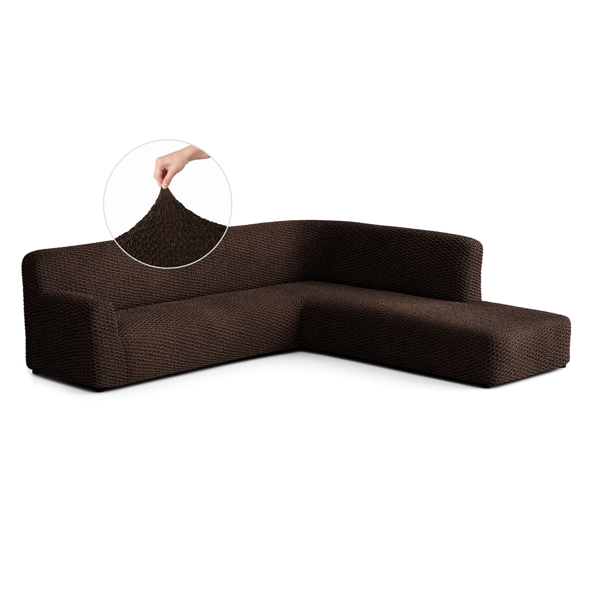 Fullback Support Sectional Sofa Slipcover (Right Chaise), Embrace Collection – Dark Brown, front view | Dark Brown
