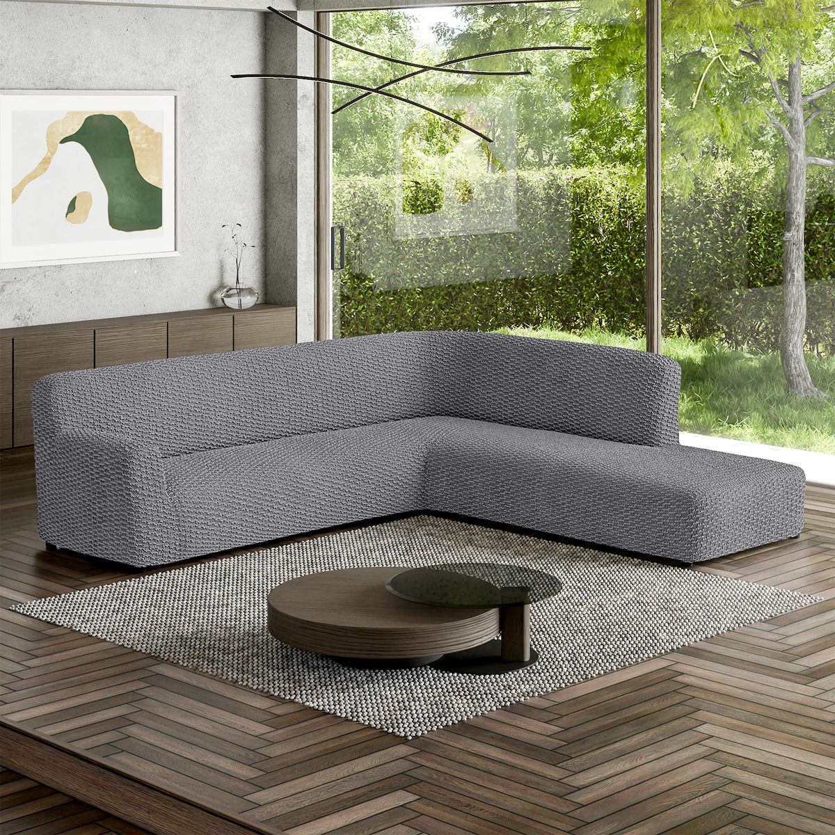 Fullback Support Sectional Sofa Slipcover (Right Chaise), Embrace Collection – Dark Grey, interior view 1 | Dark Grey
