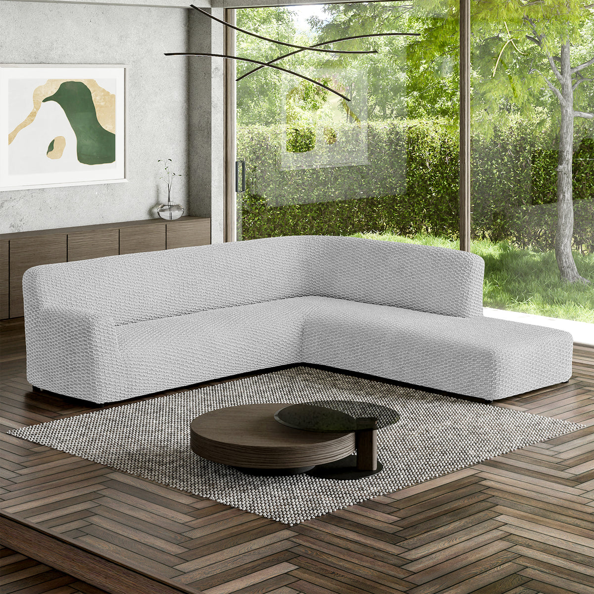 Fullback Support Sectional Sofa Slipcover (Right Chaise), Embrace Collection – Light Grey, interior view 1 | Light Grey