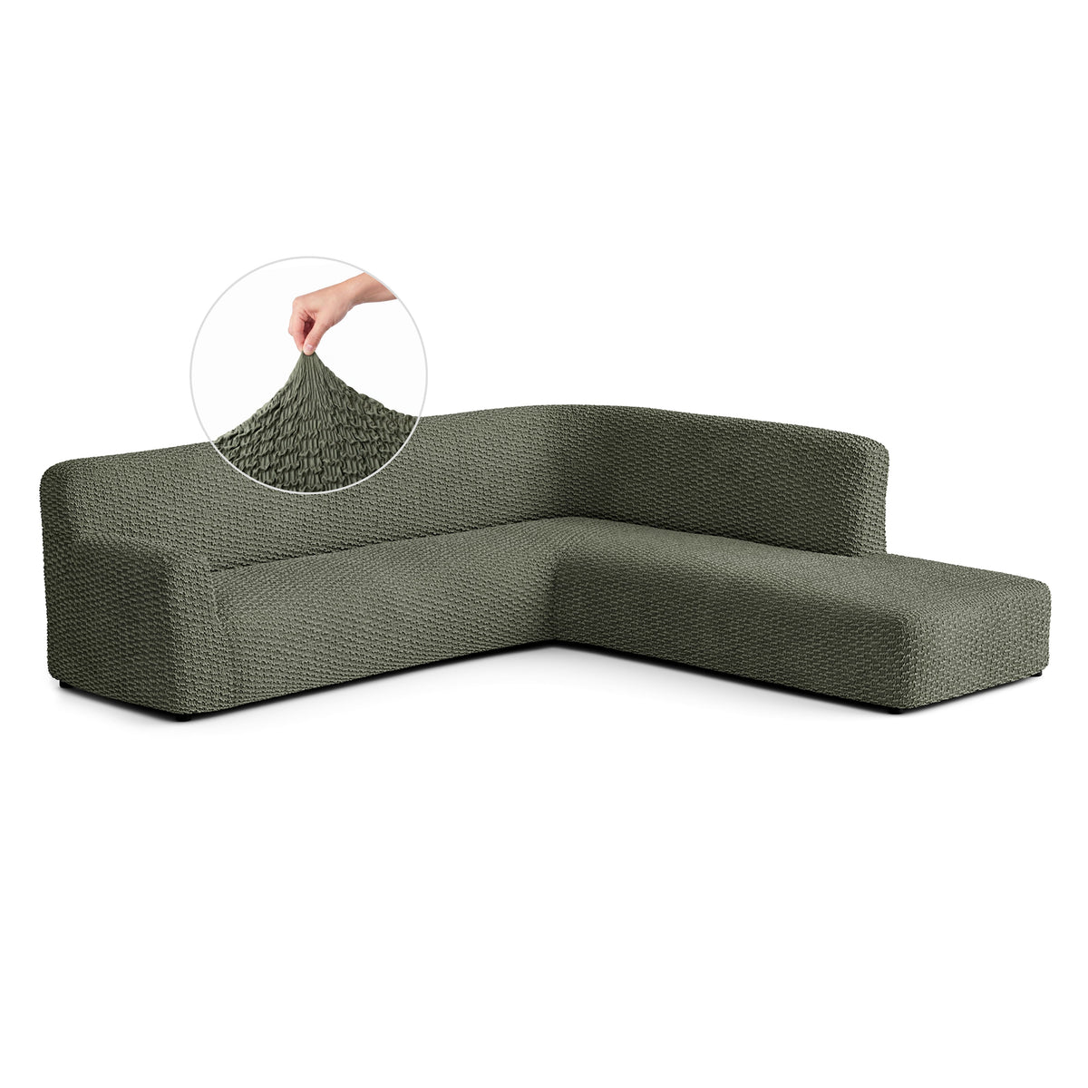 Fullback Support Sectional Sofa Slipcover (Right Chaise), Embrace Collection – Moss Green, front view | Moss Green