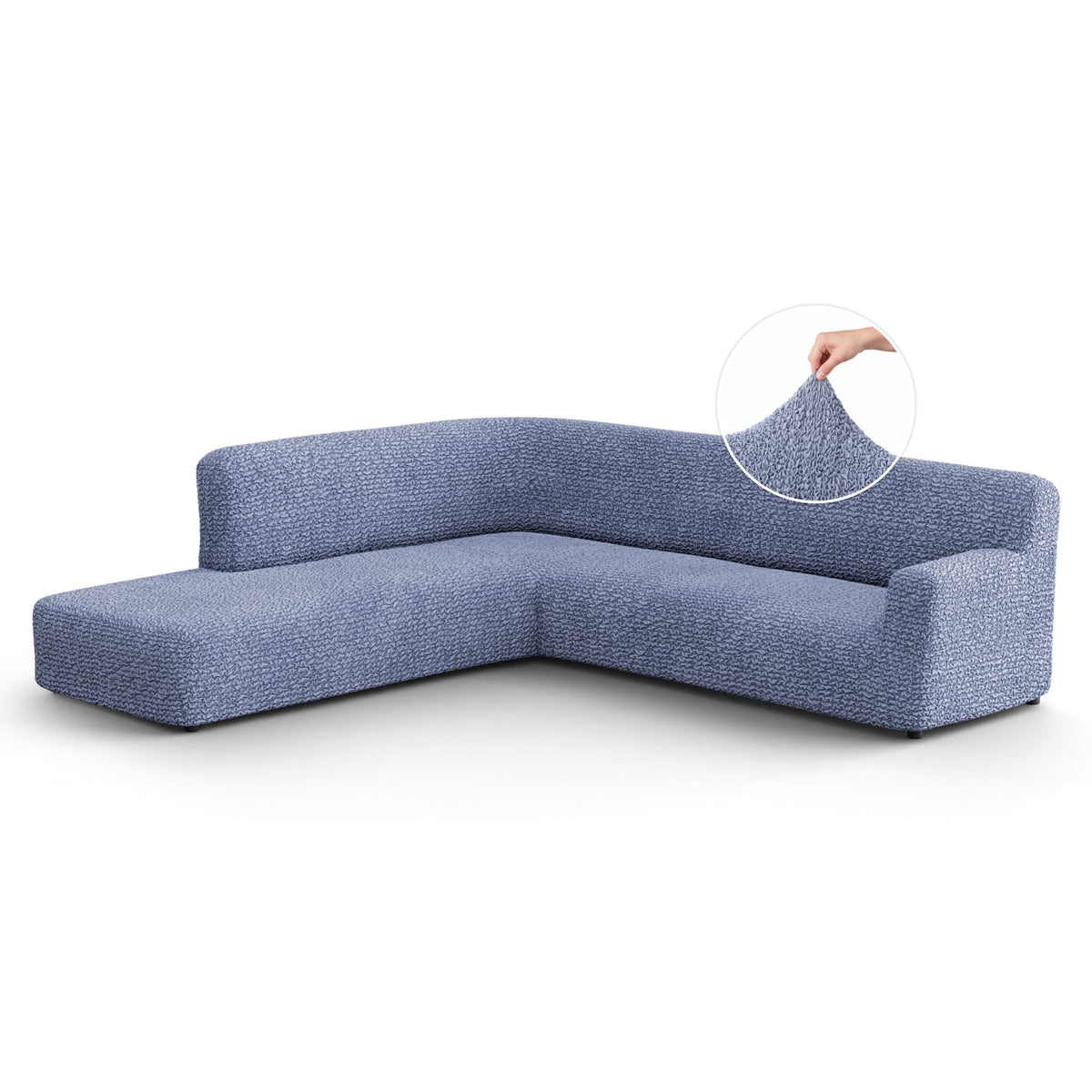 Fullback Support Sectional Sofa Slipcover (Left Chaise), Comfort Collection – Blue, front view | Blue