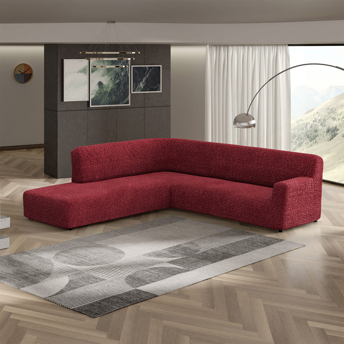 Fullback Support Sectional Sofa Slipcover (Left Chaise), Comfort Collection – Burgundy, interior view 1 | Burgundy