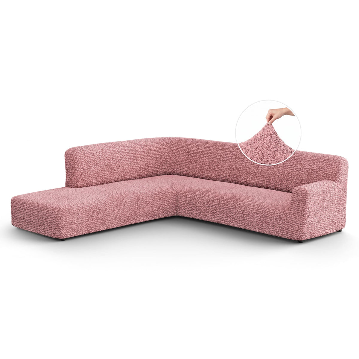Fullback Support Sectional Sofa Slipcover (Left Chaise), Comfort Collection – Coral Pink, front view | Coral Pink