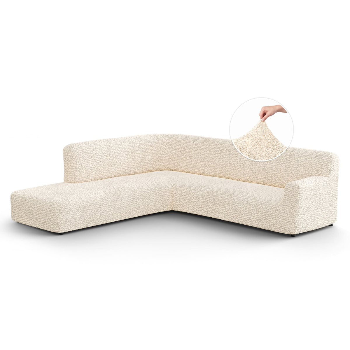 Fullback Support Sectional Sofa Slipcover (Left Chaise), Comfort Collection – Cream, front view | Cream
