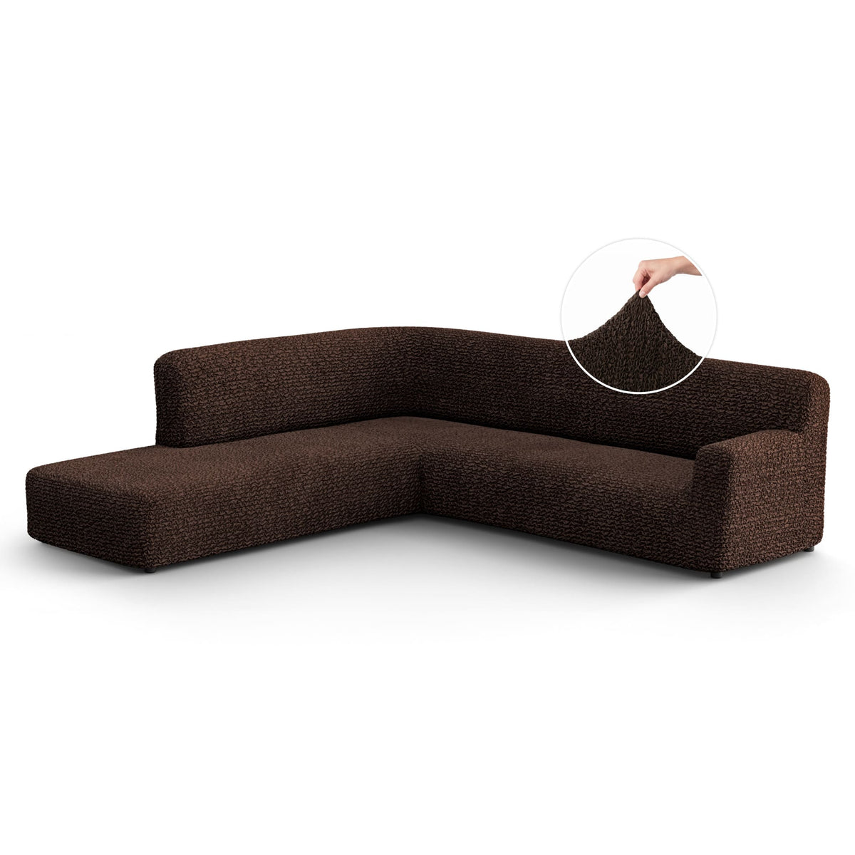 Fullback Support Sectional Sofa Slipcover (Left Chaise), Comfort Collection – Dark Brown, front view | Dark Brown