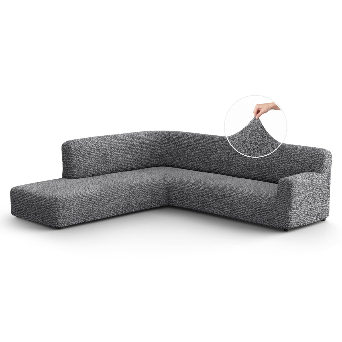 Fullback Support Sectional Sofa Slipcover (Left Chaise), Comfort Collection – Dark Grey, front view | Dark Grey