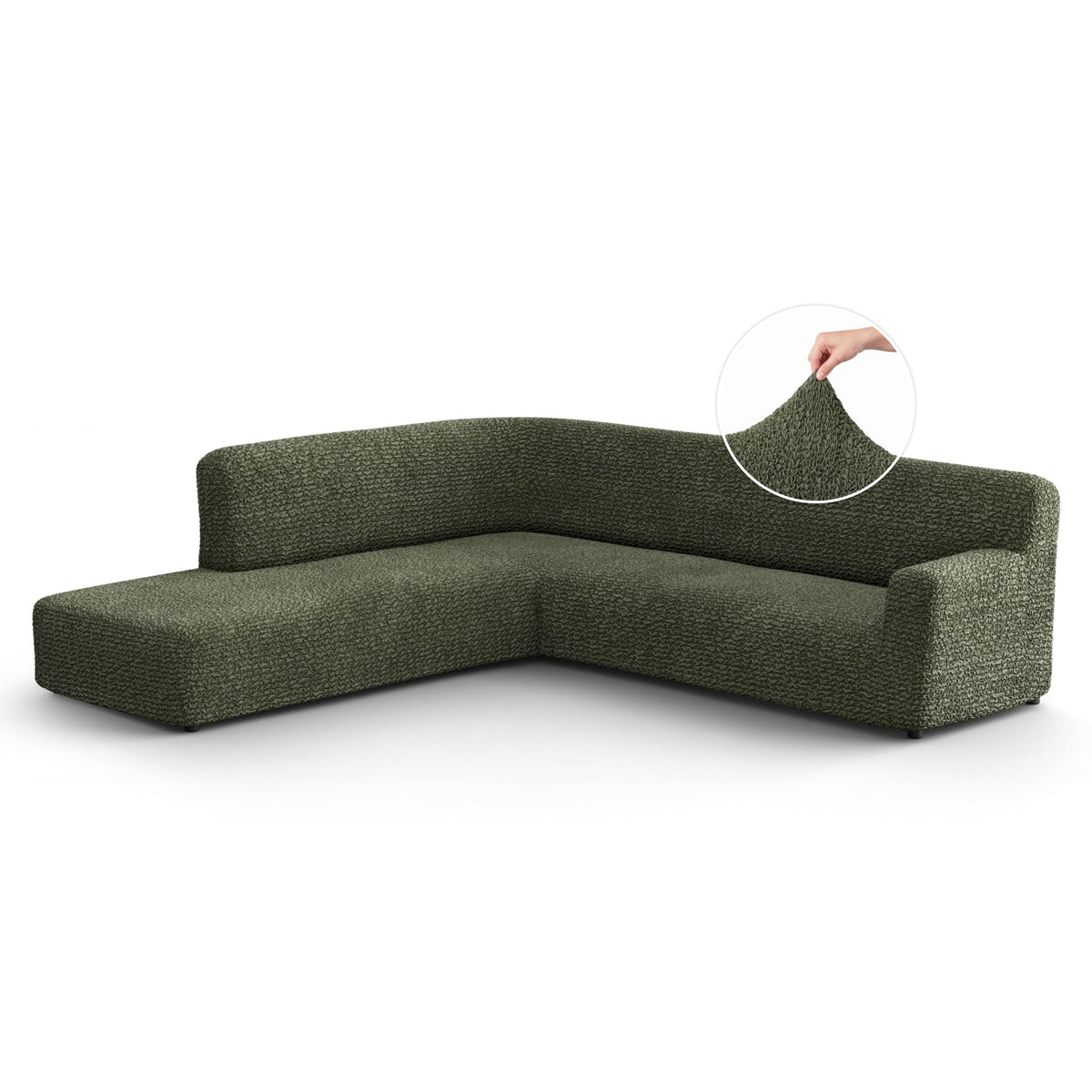 Fullback Support Sectional Sofa Slipcover (Left Chaise), Comfort Collection – Moss Green, front view | Moss Green