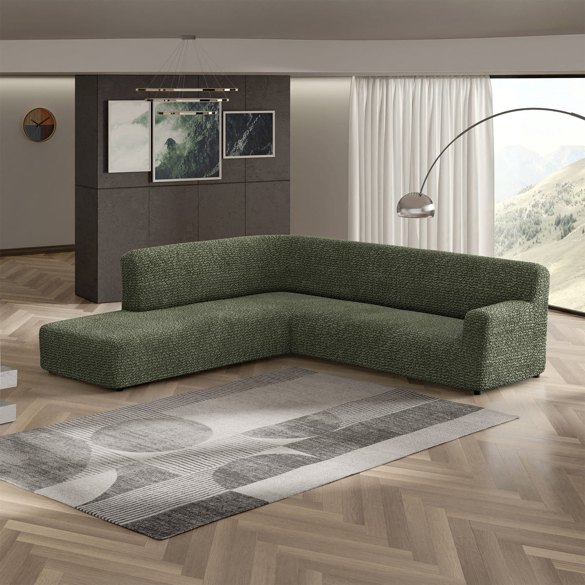 Fullback Support Sectional Sofa Slipcover (Left Chaise), Comfort Collection – Moss Green, interior view 1 | Moss Green