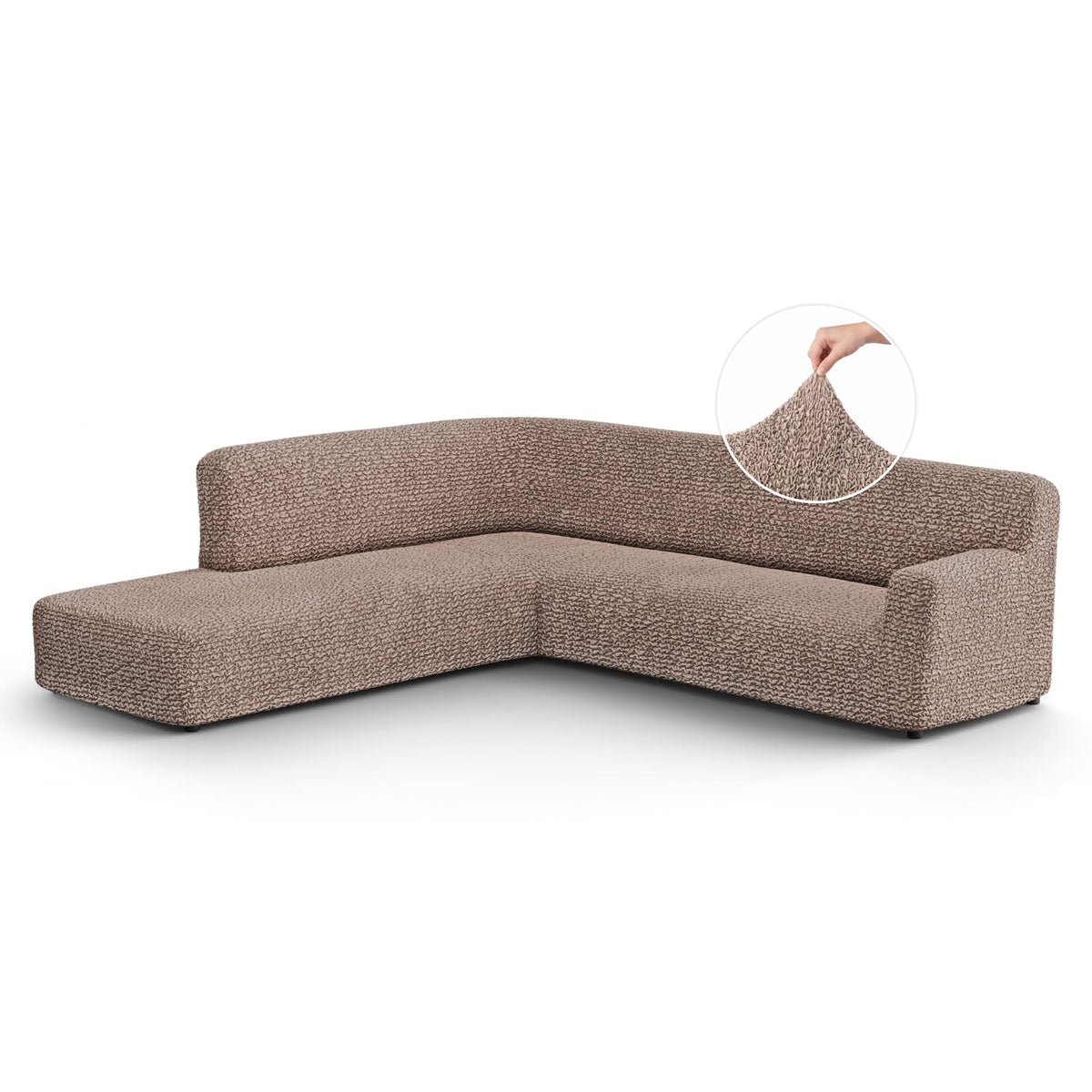 Fullback Support Sectional Sofa Slipcover (Left Chaise), Comfort Collection – Soft Taupe, front view | Soft Taupe