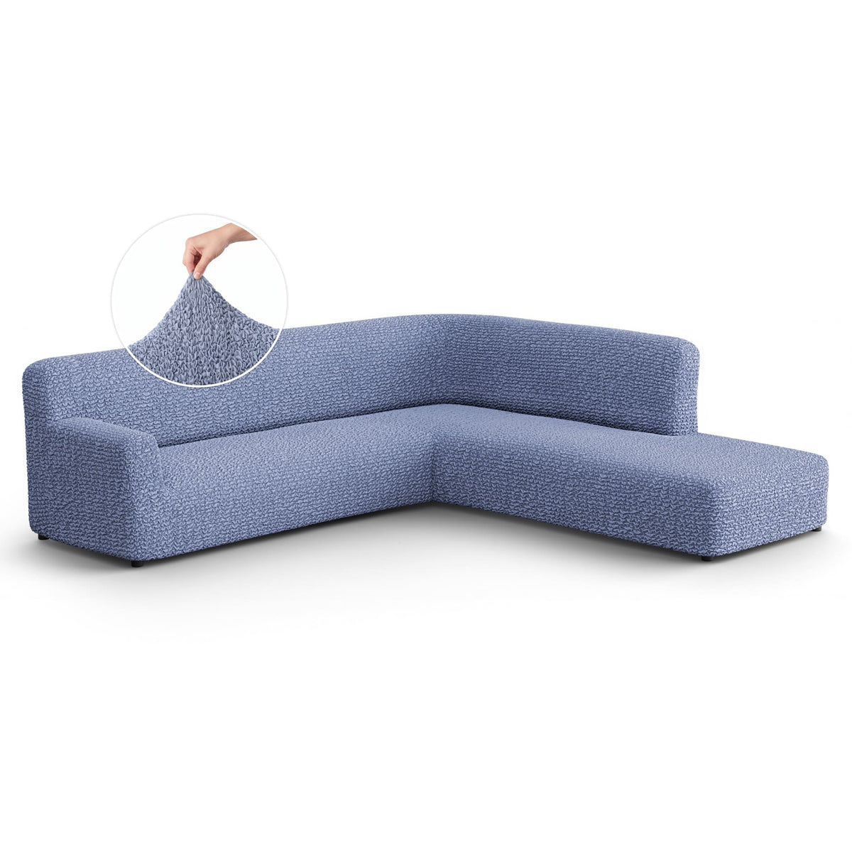 Fullback Support Sectional Sofa Slipcover (Right Chaise), Comfort Collection – Blue, front view | Blue