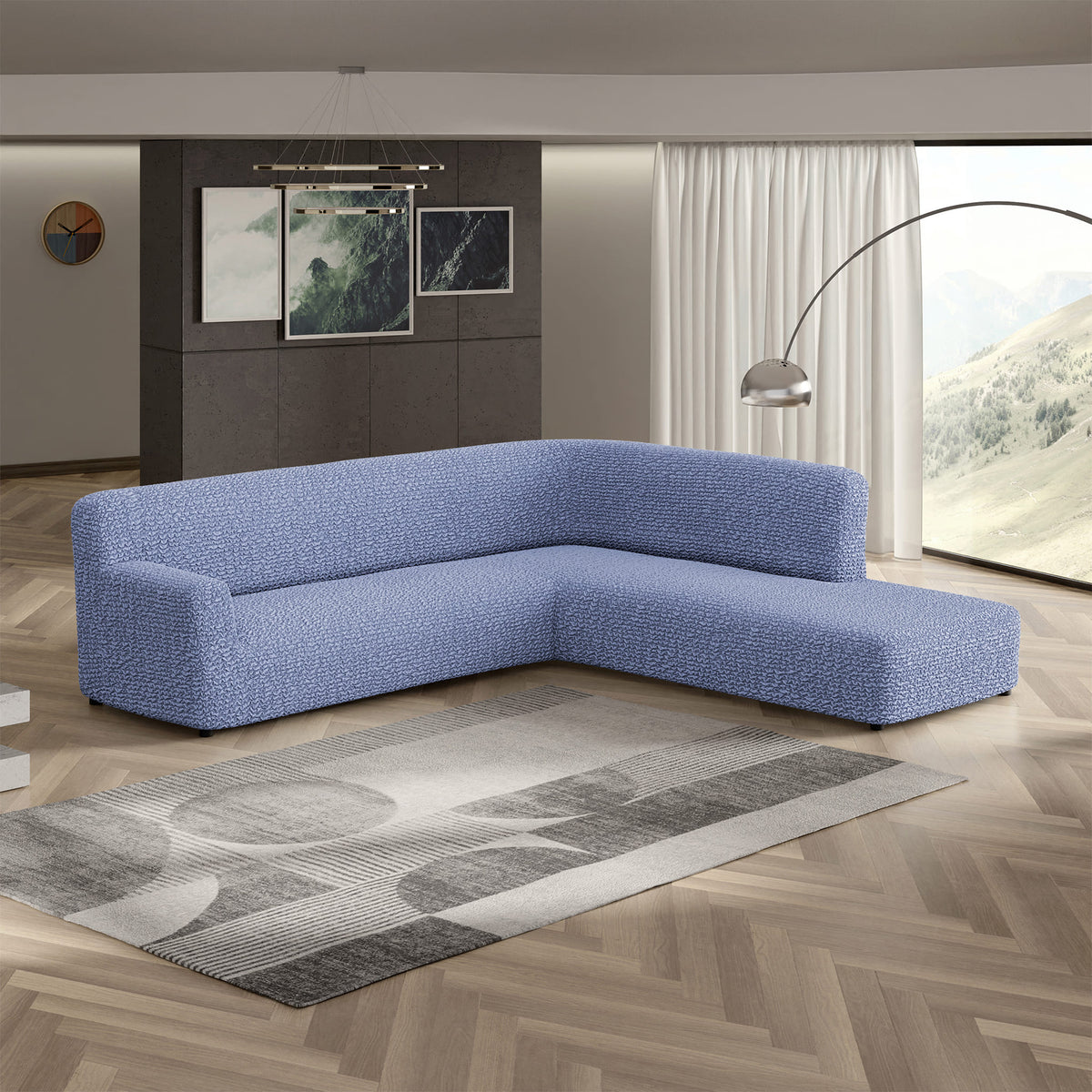 Fullback Support Sectional Sofa Slipcover (Right Chaise), Comfort Collection – Blue, interior view 1 | Blue