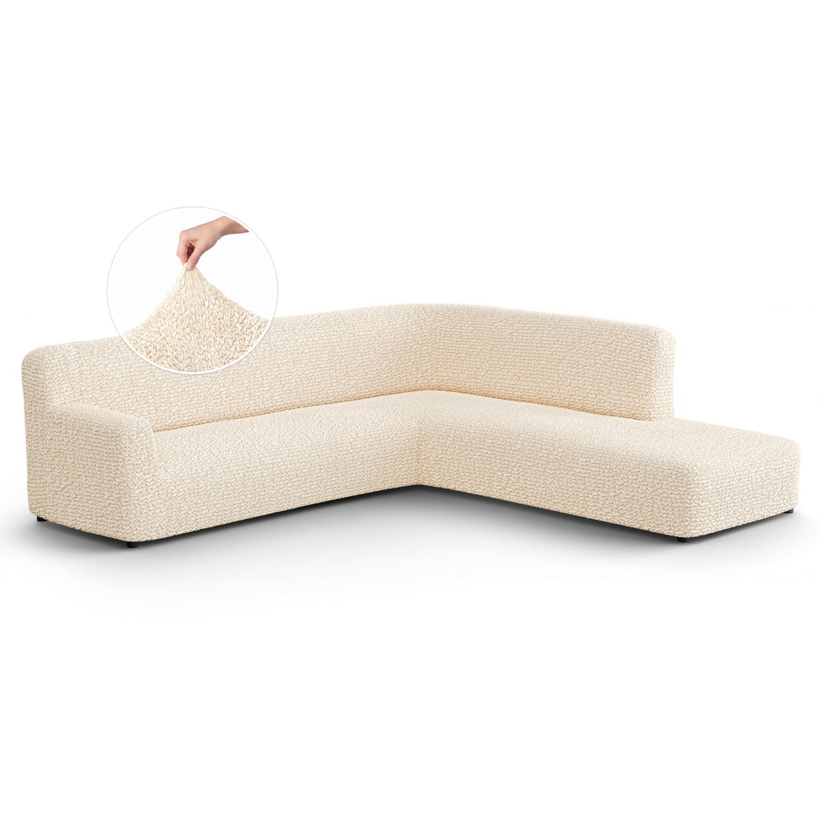 Fullback Support Sectional Sofa Slipcover (Right Chaise), Comfort Collection – Cream, front view | Cream