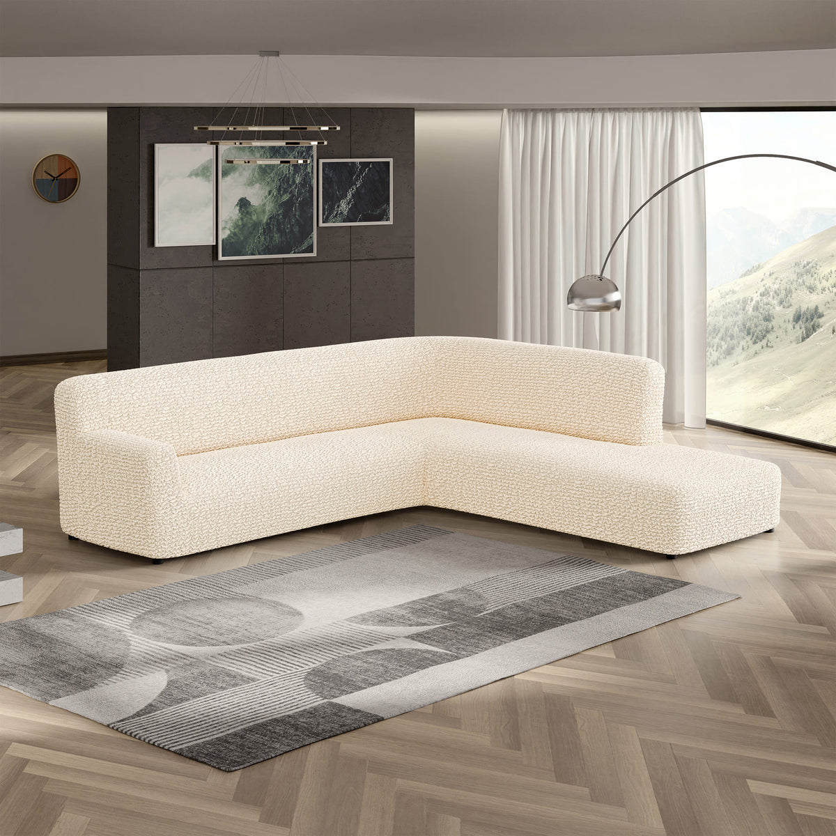 Fullback Support Sectional Sofa Slipcover (Right Chaise), Comfort Collection – Cream, interior view 1 | Cream