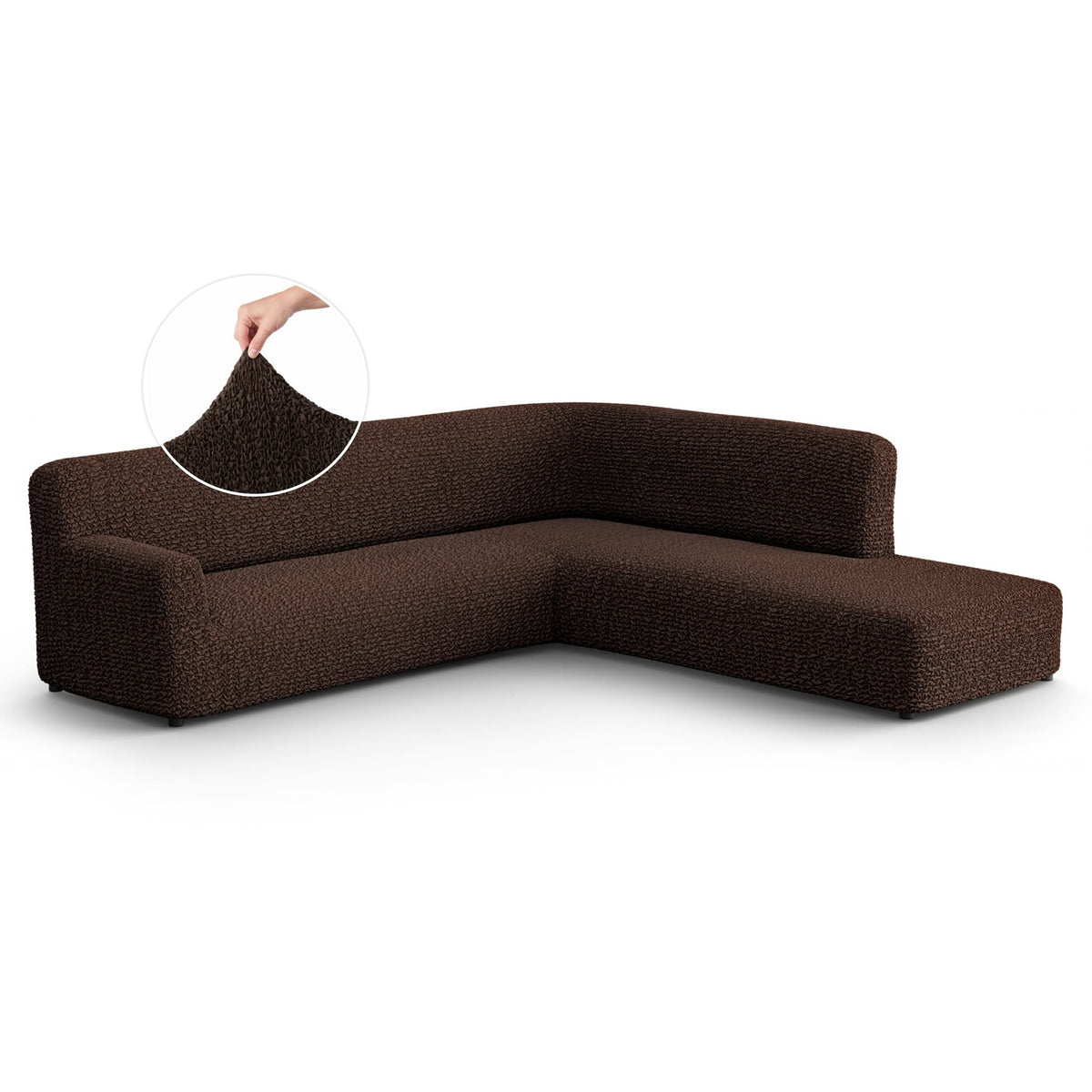 Fullback Support Sectional Sofa Slipcover (Right Chaise), Comfort Collection – Dark Brown, front view | Dark Brown