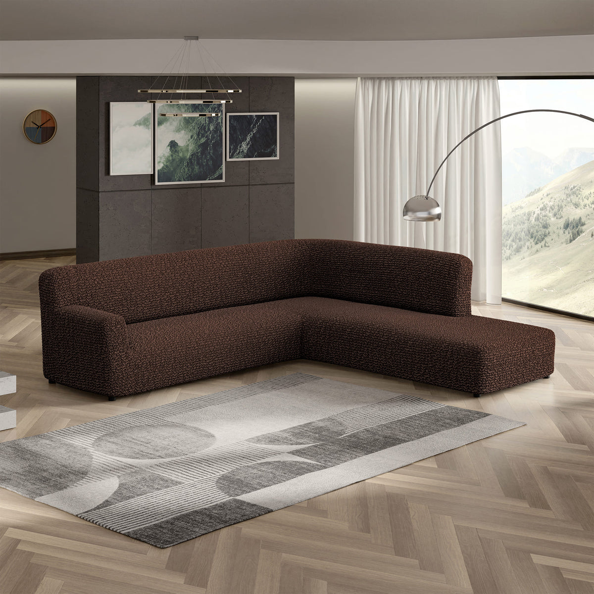 Fullback Support Sectional Sofa Slipcover (Right Chaise), Comfort Collection – Dark Brown, interior view 1 | Dark Brown