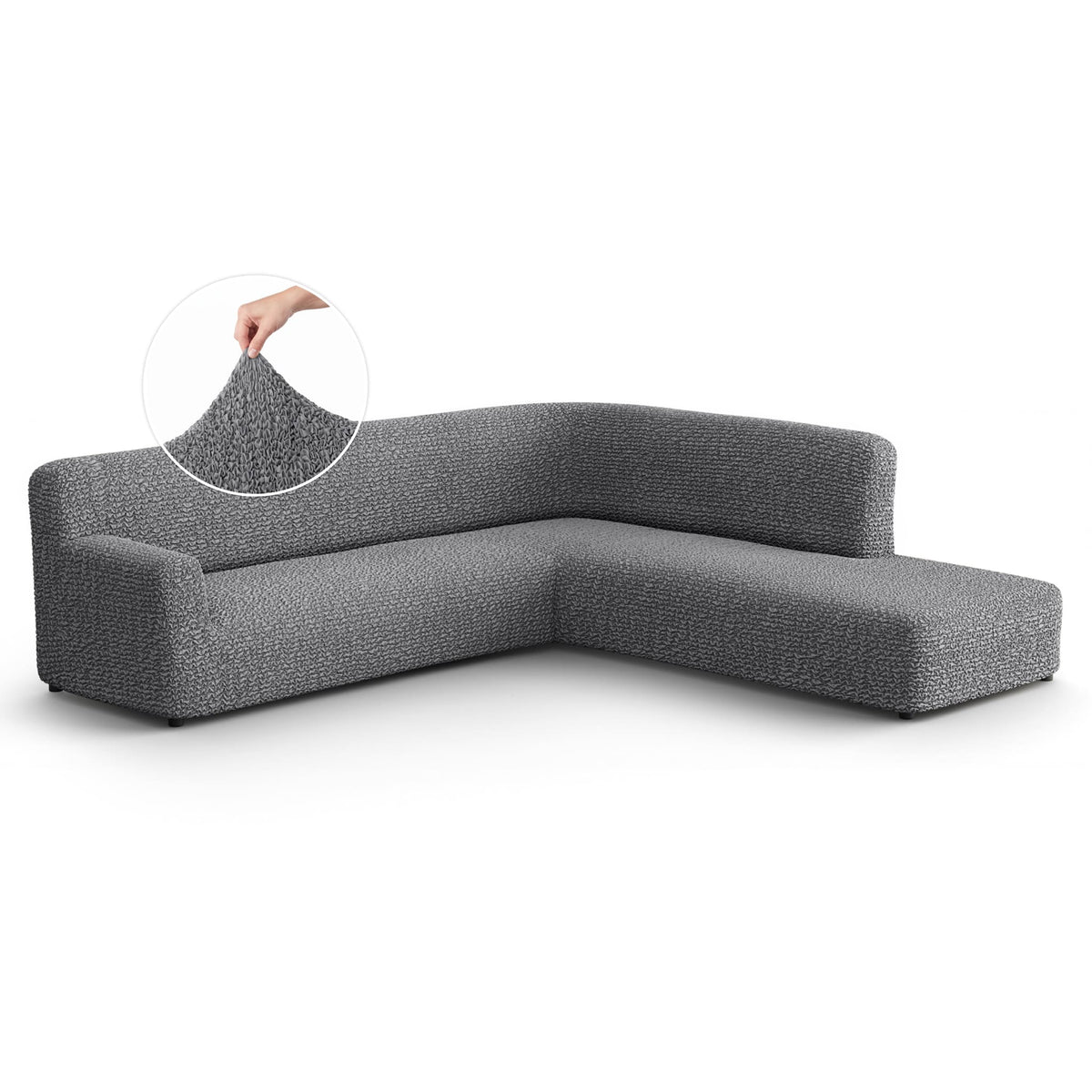 Fullback Support Sectional Sofa Slipcover (Right Chaise), Comfort Collection – Dark Grey, front view | Dark Grey