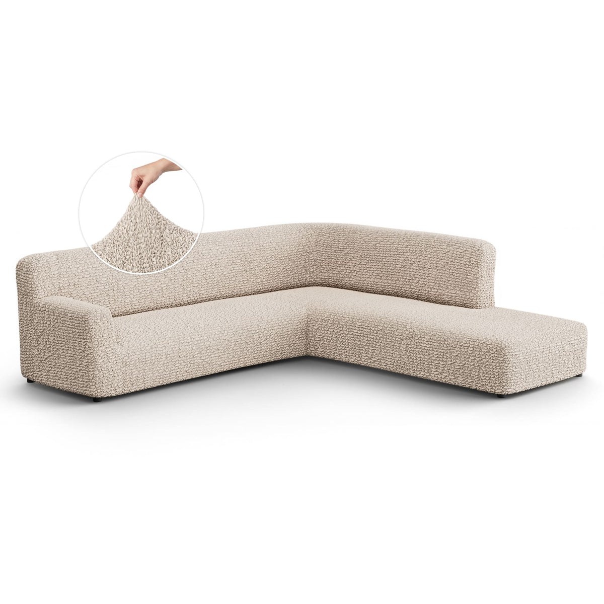 Fullback Support Sectional Sofa Slipcover (Right Chaise), Comfort Collection – Macadamia, front view | Macadamia