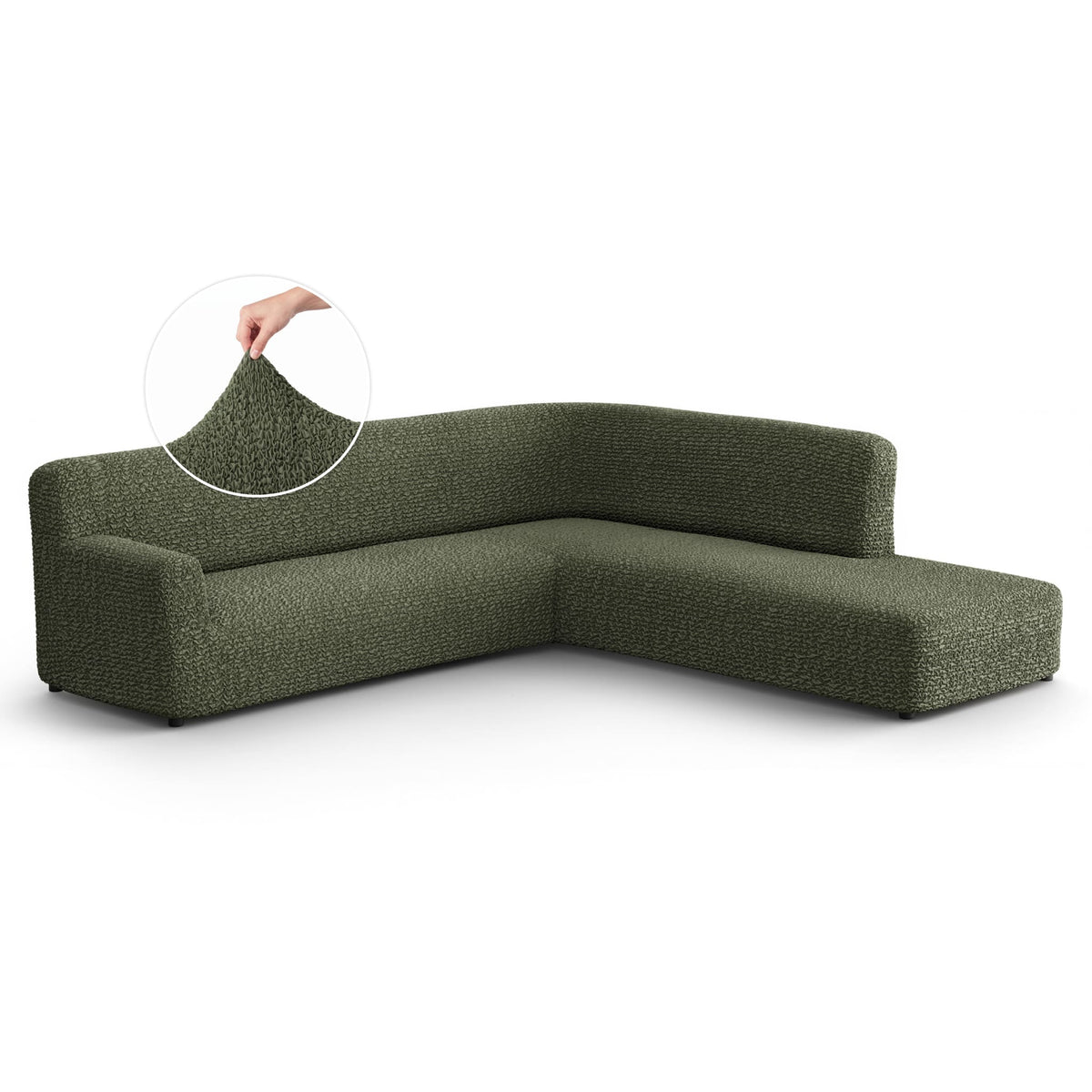 Fullback Support Sectional Sofa Slipcover (Right Chaise), Comfort Collection – Moss Green, front view | Moss Green