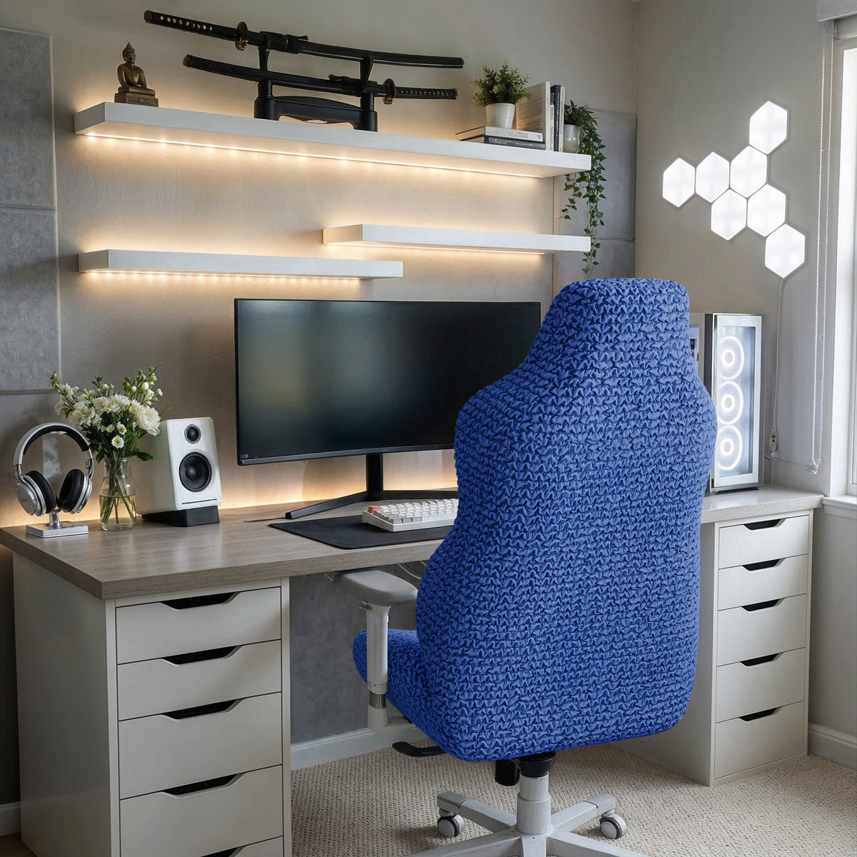 Gaming Chair Slipcover, Comfort Collection – Cobalt Blue, interior view 3 | Cobalt Blue