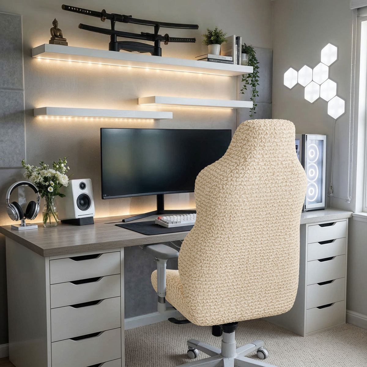 Gaming Chair Slipcover, Comfort Collection – Cream, interior view 3 | Cream