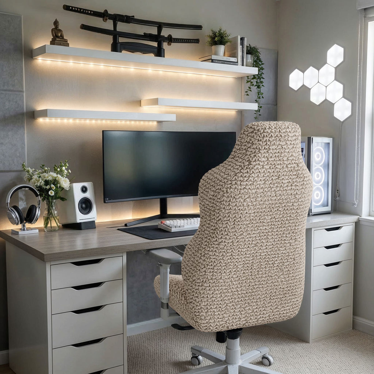 Gaming Chair Slipcover, Comfort Collection – Macadamia, interior view 3 | Macadamia