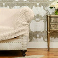 Cream Wingback Chair Slipcover, Microfibra Collection