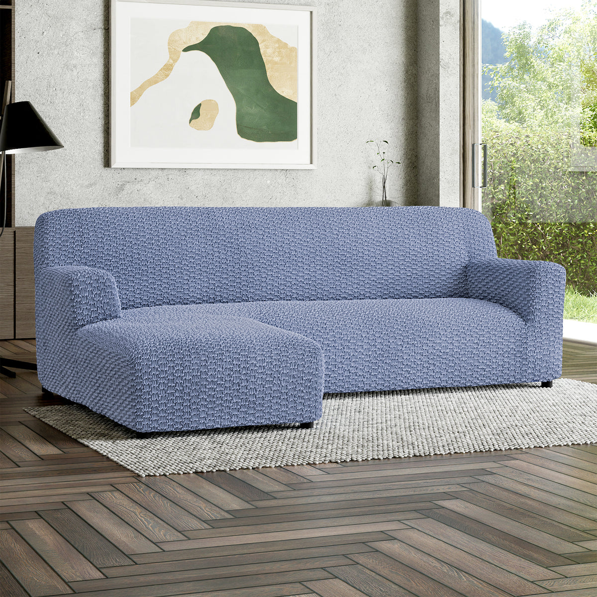 L-Shaped Sofa Slipcover (Left Chaise), Embrace Collection – Blue, interior view 1 | Blue