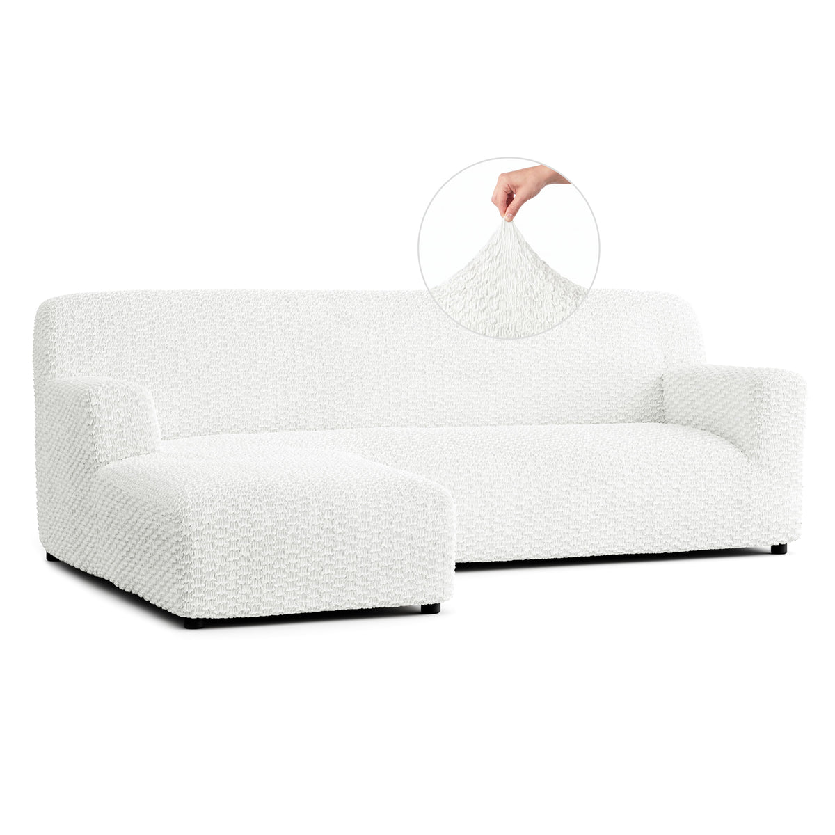 L-Shaped Sofa Slipcover (Left Chaise), Embrace Collection – Crisp White, front view | Crisp White