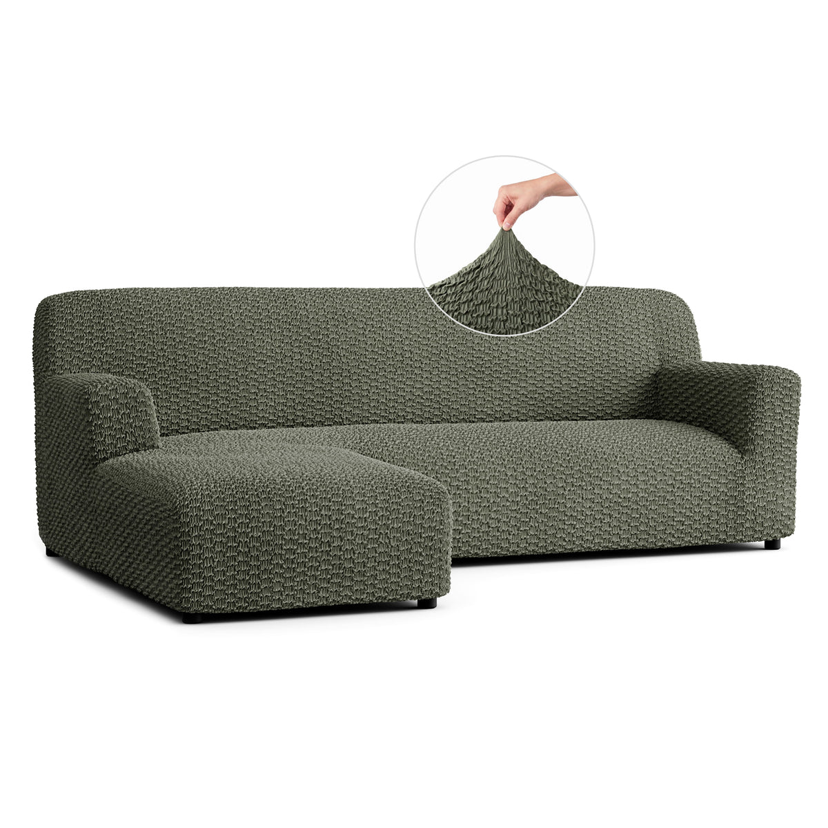 L-Shaped Sofa Slipcover (Left Chaise), Embrace Collection – Moss Green, front view | Moss Green