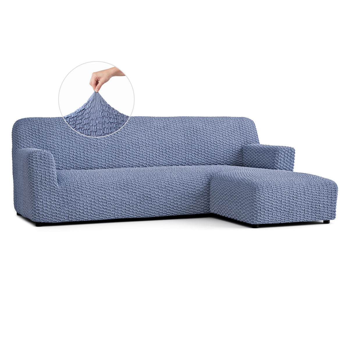 L-Shaped Sofa Slipcover (Right Chaise), Embrace Collection – Blue, front view | Blue