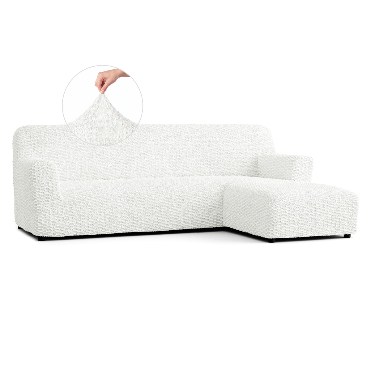 L-Shaped Sofa Slipcover (Right Chaise), Embrace Collection – Crisp White, front view | Crisp White