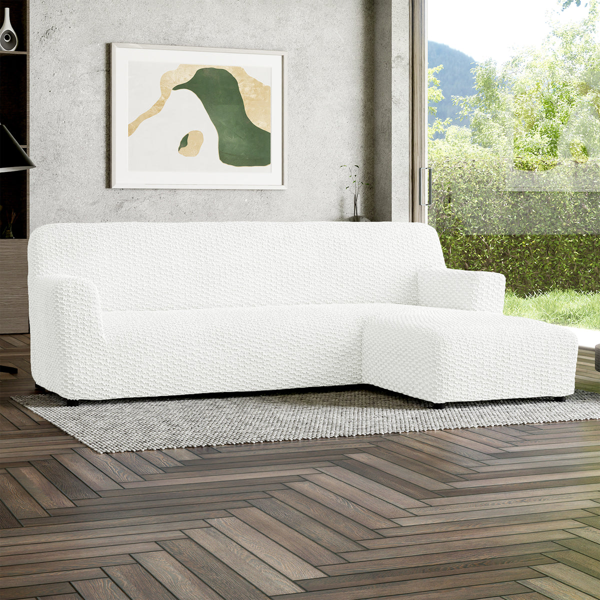 L-Shaped Sofa Slipcover (Right Chaise), Embrace Collection – Crisp White, interior view 1 | Crisp White