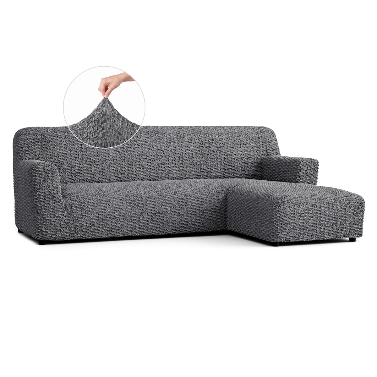 L-Shaped Sofa Slipcover (Right Chaise), Embrace Collection – Dark Grey, front view | Dark Grey