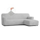 L-Shaped Sofa Slipcover (Right Chaise), Embrace Collection – Light Grey, front view | Light Grey