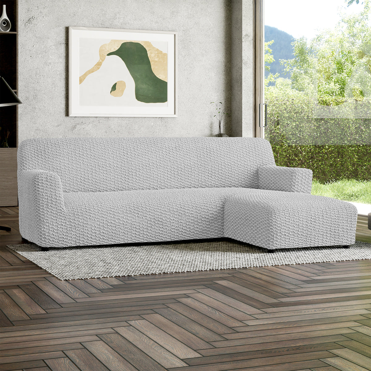 L-Shaped Sofa Slipcover (Right Chaise), Embrace Collection – Light Grey, interior view 1 | Light Grey