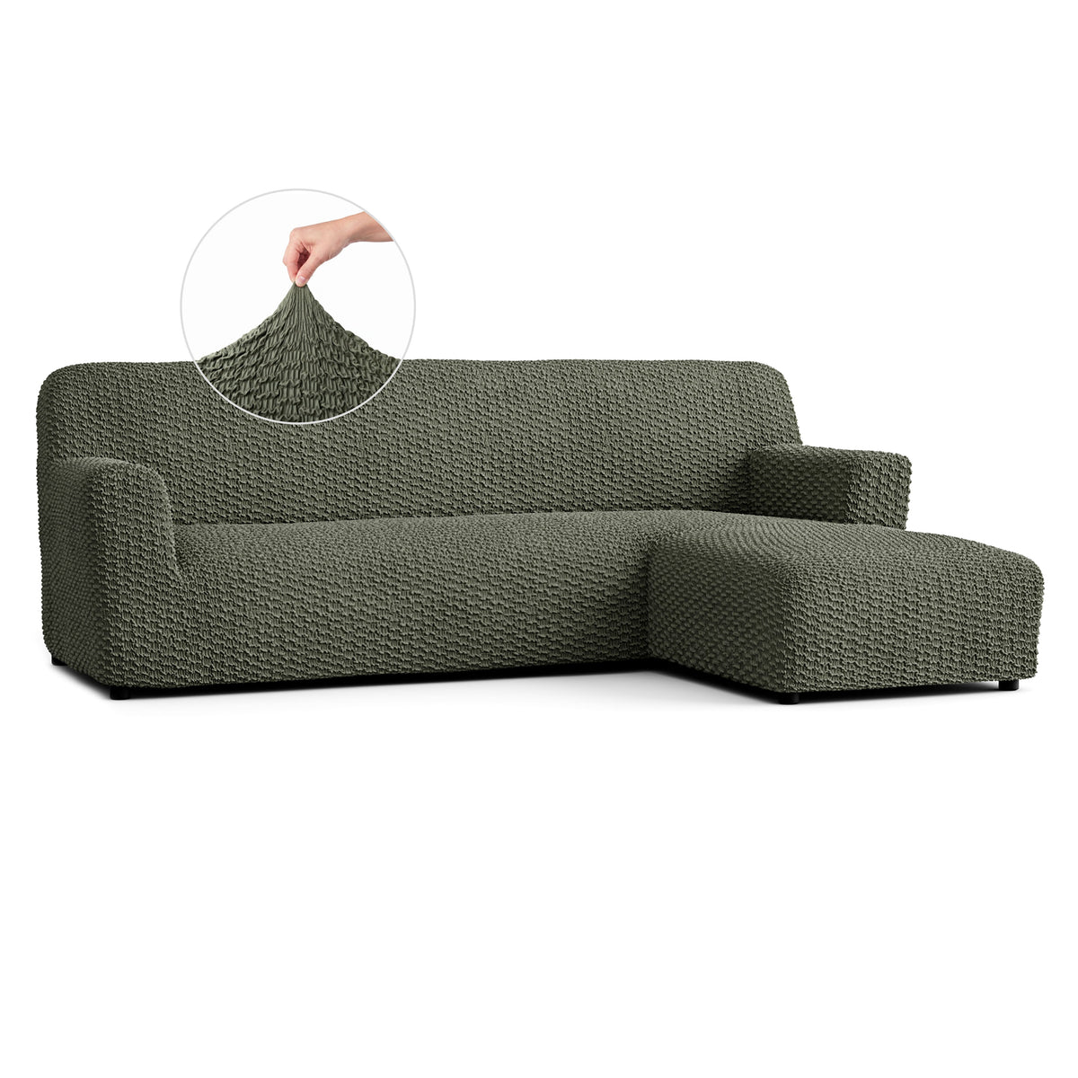 L-Shaped Sofa Slipcover (Right Chaise), Embrace Collection – Moss Green, front view | Moss Green