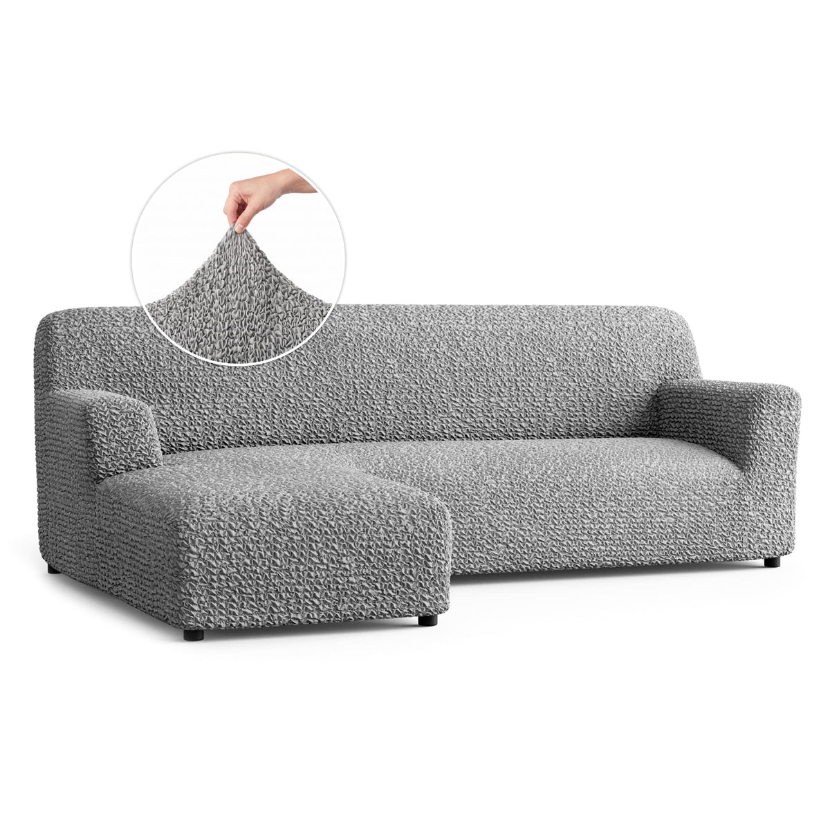 L-Shaped Sofa Slipcover (Left Chaise), Comfort Collection – Ash, front view | Ash