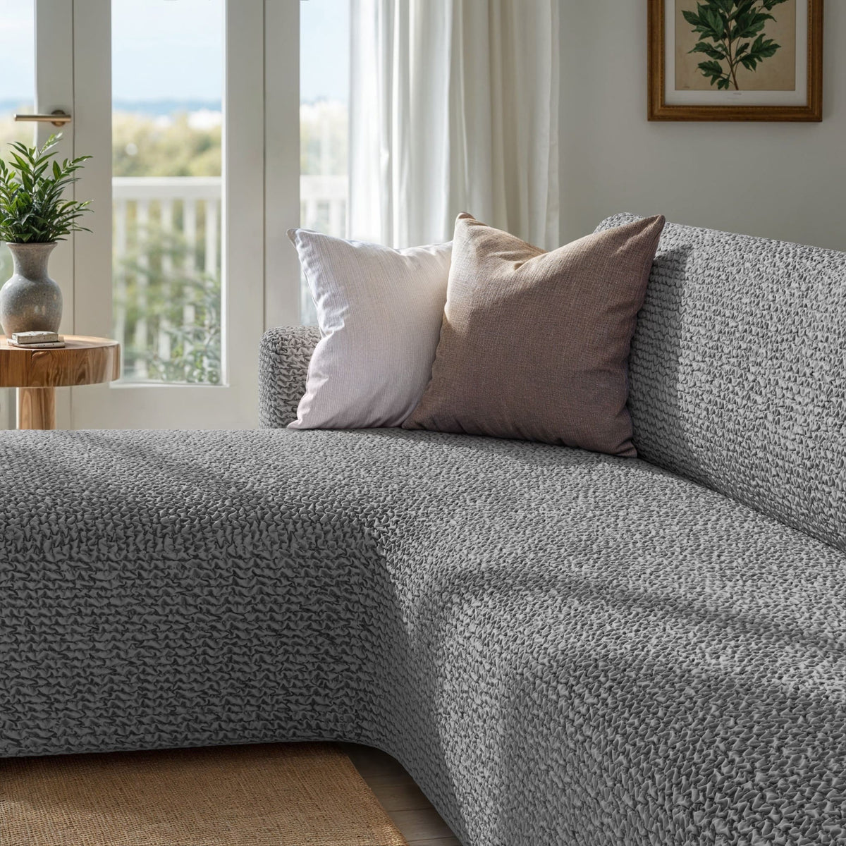L-Shaped Sofa Slipcover (Left Chaise), Comfort Collection – Ash, interior view 3 | Ash