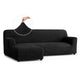 L-Shaped Sofa Slipcover (Left Chaise), Comfort Collection – Black, front view | Black