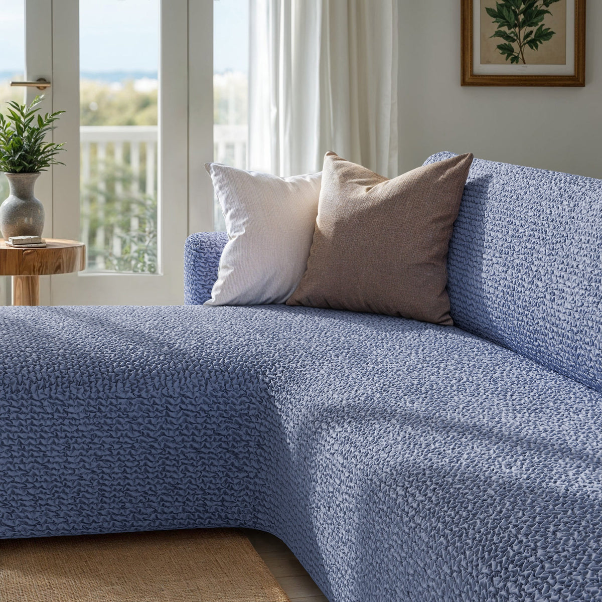 L-Shaped Sofa Slipcover (Left Chaise), Comfort Collection – Blue, interior view 3 | Blue