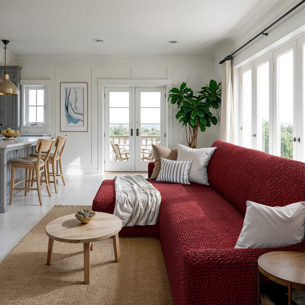 L-Shaped Sofa Slipcover (Left Chaise), Comfort Collection – Burgundy, interior view 2 | Burgundy