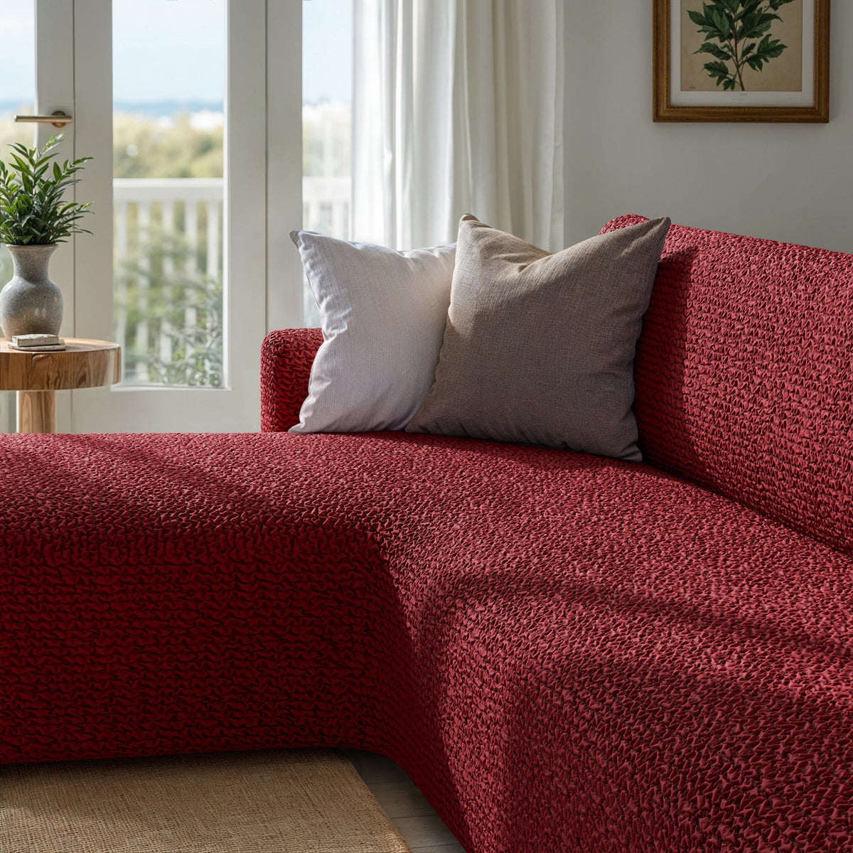 L-Shaped Sofa Slipcover (Left Chaise), Comfort Collection – Burgundy, interior view 3 | Burgundy