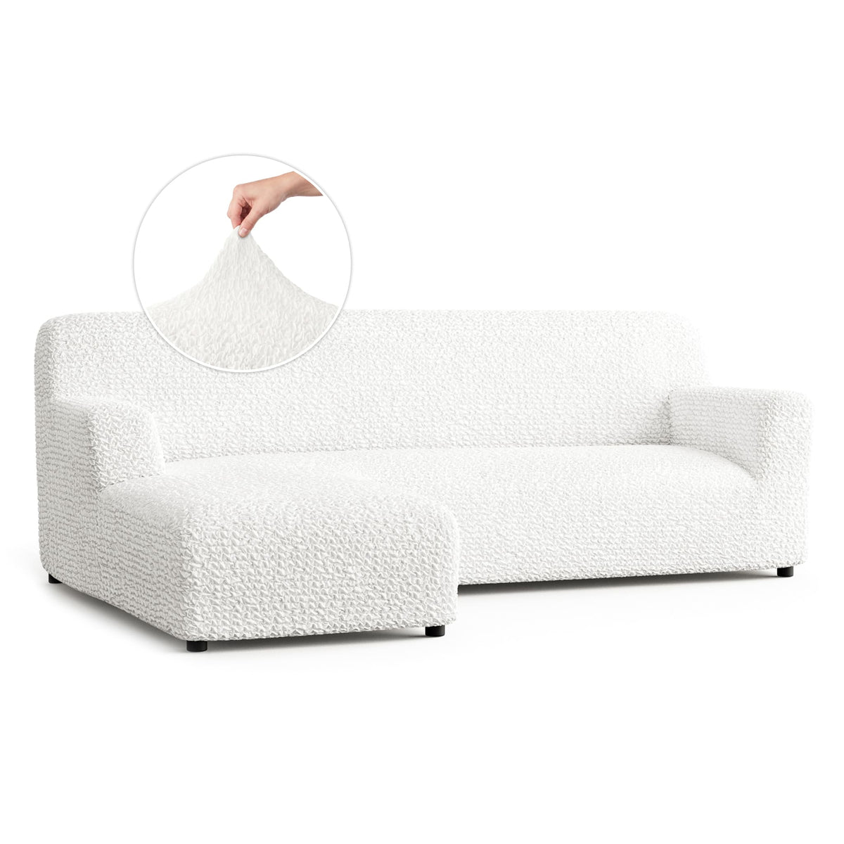 L-Shaped Sofa Slipcover (Left Chaise), Comfort Collection – Crisp White, front view | Crisp White