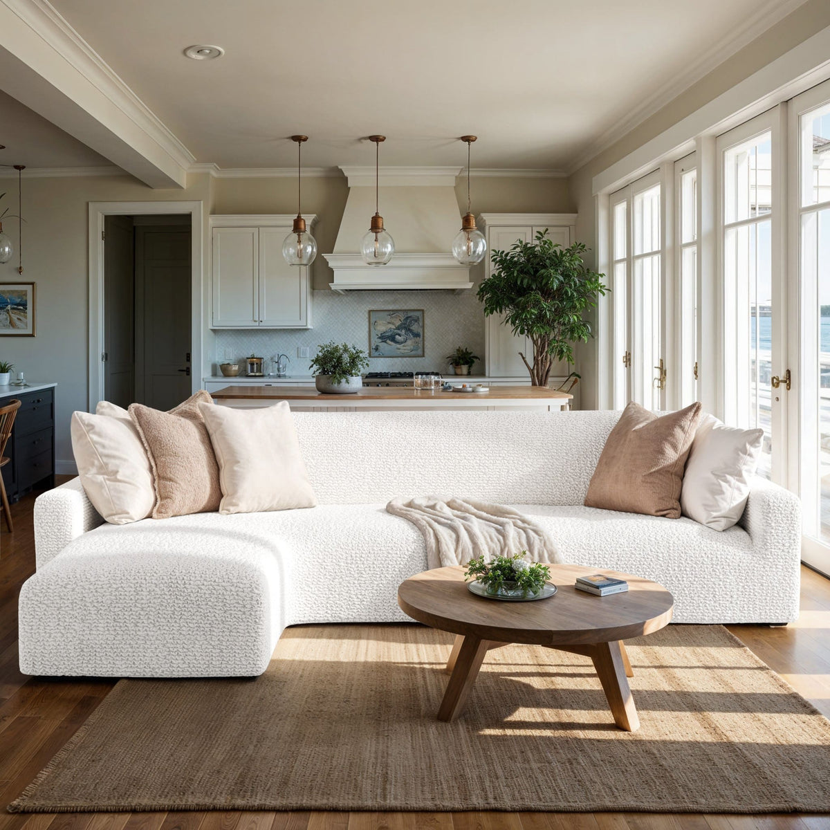 L-Shaped Sofa Slipcover (Left Chaise), Comfort Collection – Crisp White, interior view 1 | Crisp White