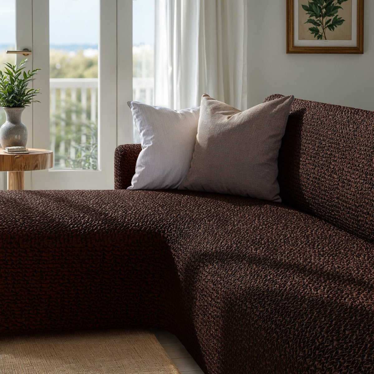 L-Shaped Sofa Slipcover (Left Chaise), Comfort Collection – Dark Brown, interior view 3 | Dark Brown