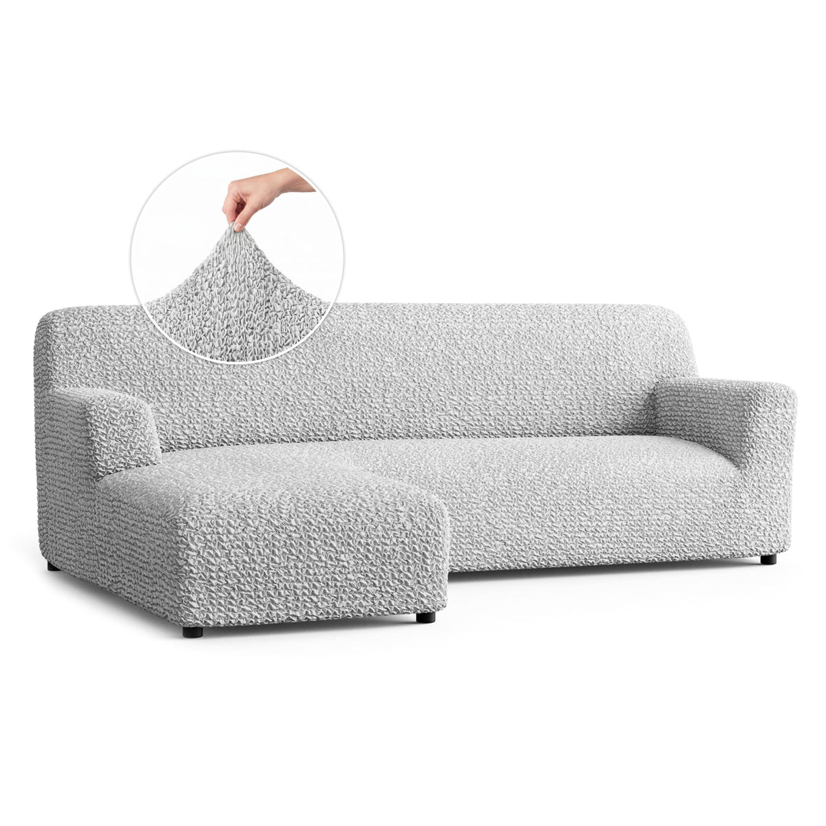 L-Shaped Sofa Slipcover (Left Chaise), Comfort Collection – Light Grey, front view | Light Grey