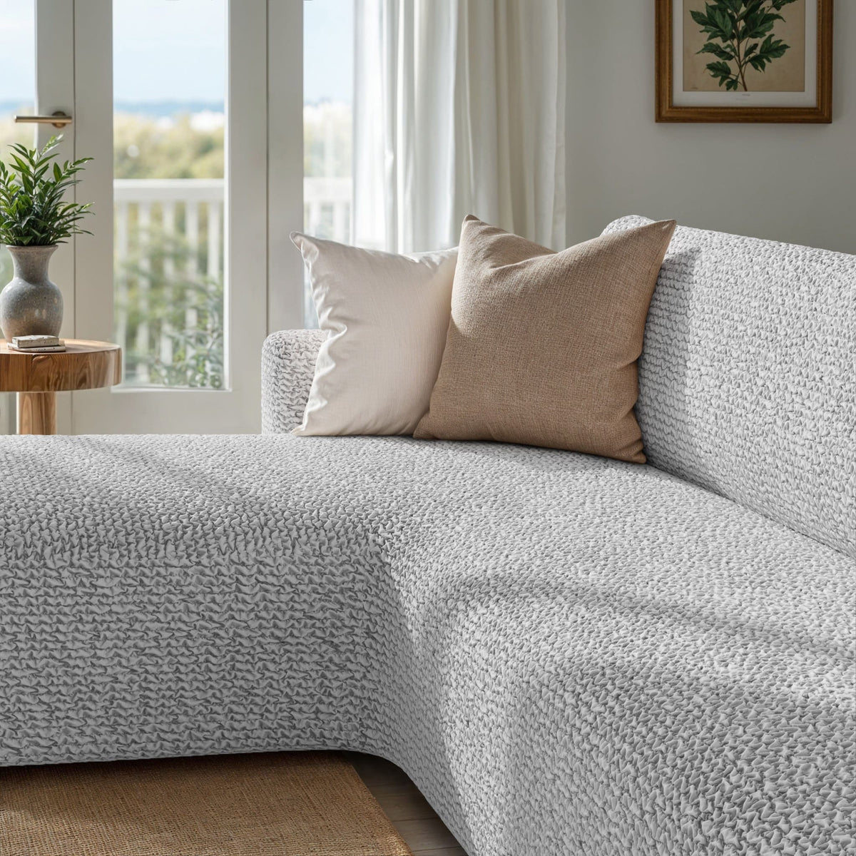 L-Shaped Sofa Slipcover (Left Chaise), Comfort Collection – Light Grey, interior view 3 | Light Grey