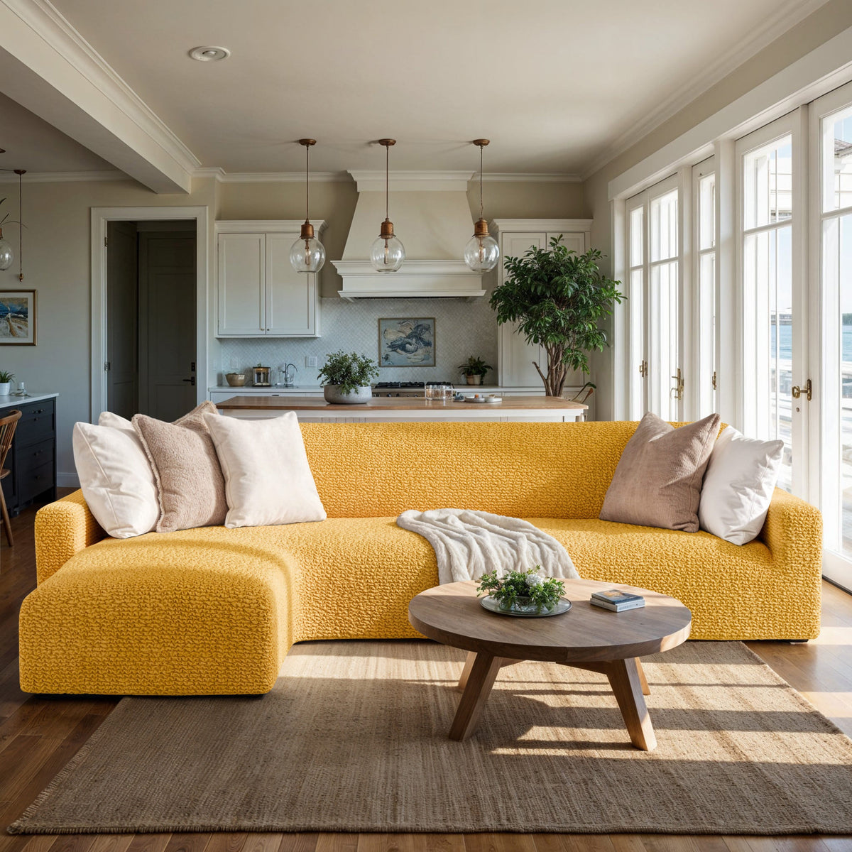 L-Shaped Sofa Slipcover (Left Chaise), Comfort Collection – Mango, interior view 1 | Mango